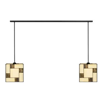 2 x Tiffany Mondriaan Kubus met Pendant aan plafondbalk