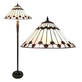 Tiffany Vloerlamp 6175 Ø 50x157 cm Wit Bruin Glas Kunststof Rond