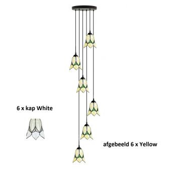 Tiffany 6-lichts Kroonluchter Lovely Flower White 6