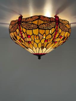 Tiffany plafondlamp Ø49cm Beige Dragonfly 80