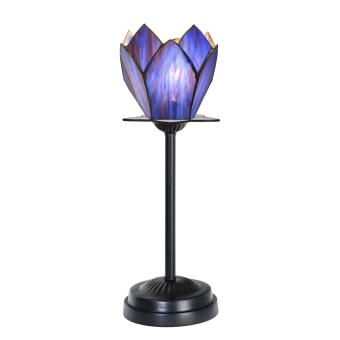 Tiffany slanke tafellamp zwart met Blue Lotus