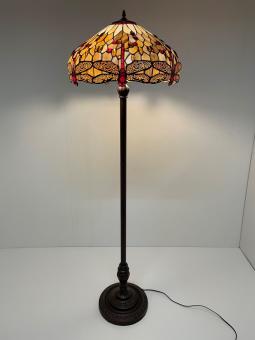 Tiffany vloerlamp Ø49cm Beige Dragonfly Rich