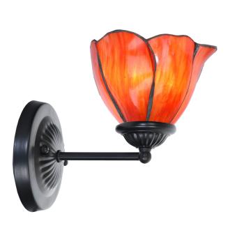 Tiffany wandlamp zwart met Tender Poppy